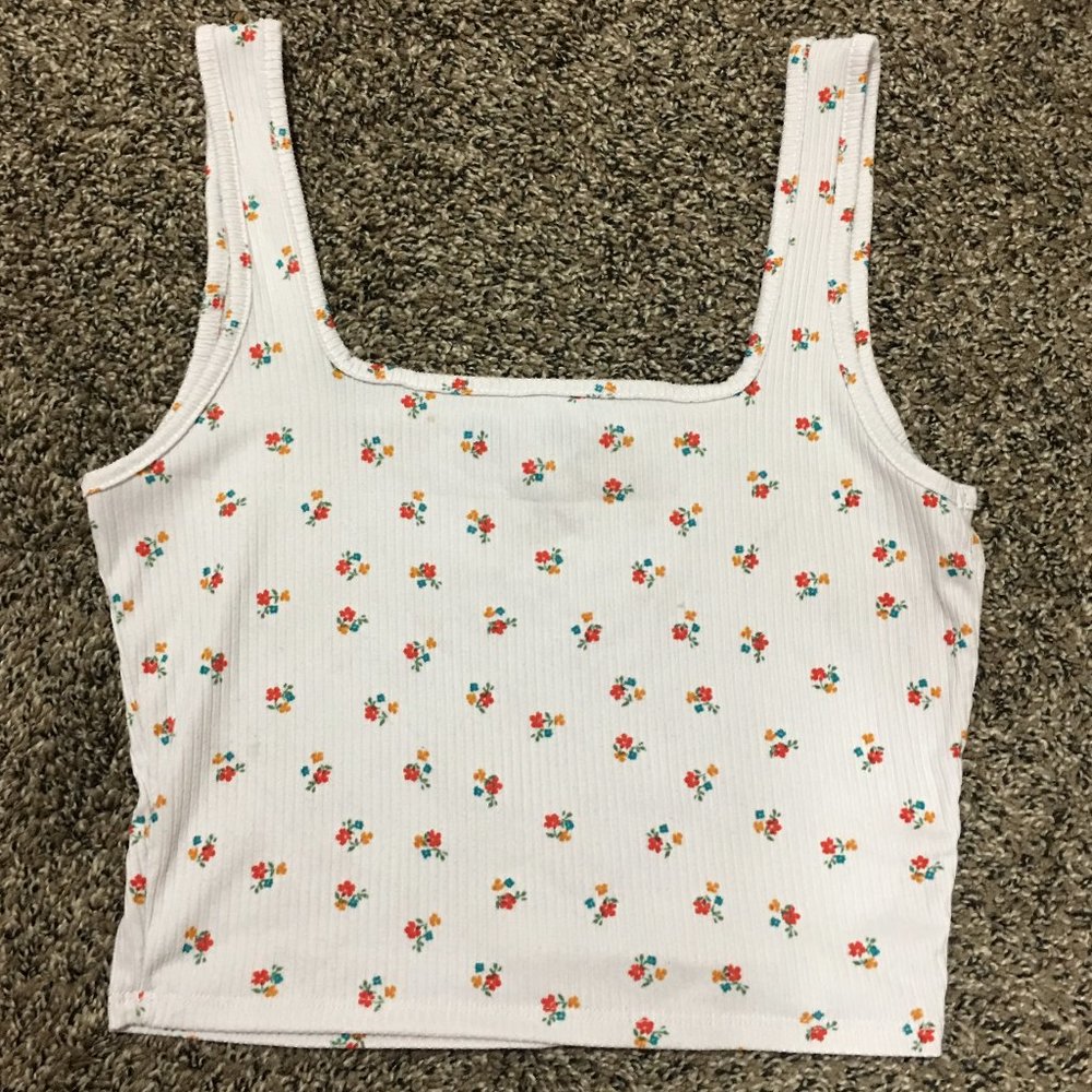 Ribbed Floral Tank Top